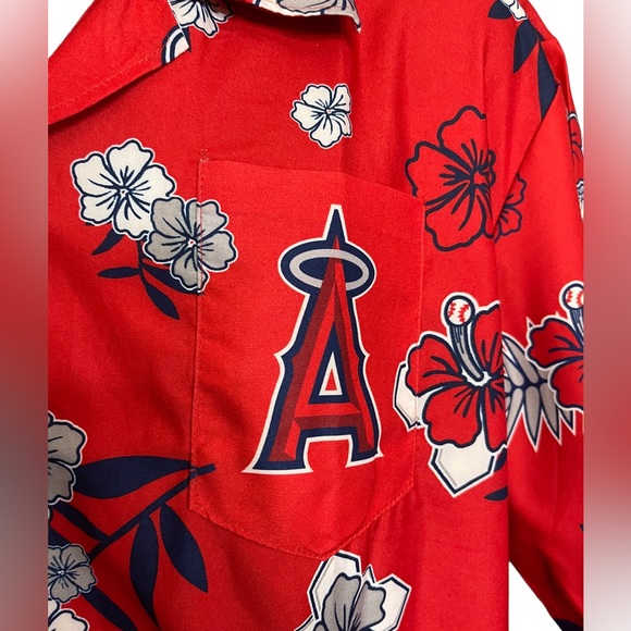 Angels Baseball Hawaiian style button down shirt size OSFM - Picture 5 of 11